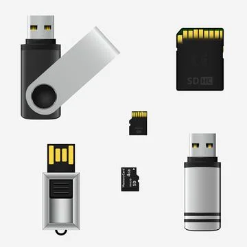Vector USB flash drives and memory cards Stock Illustration