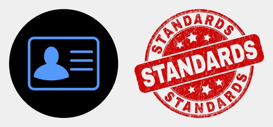 Vector User Card Icon and Scratched Standards Watermark Stock Illustration