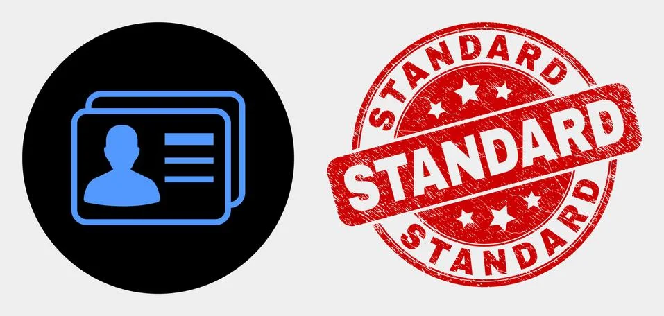 Vector User Cards Icon and Distress Standard Watermark Stock Illustration