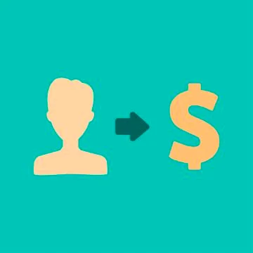 Vector user earnings icon with currency finance money Stock Illustration