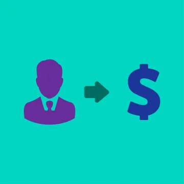 Vector user earnings icon with currency Stock Illustration