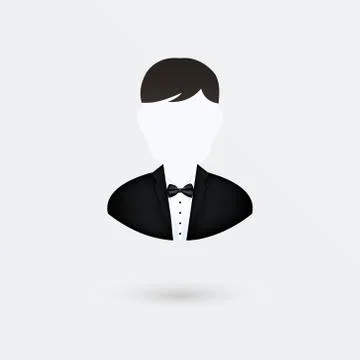 Vector user icon of man in business suit. Isolated on white. Illustrazione stock