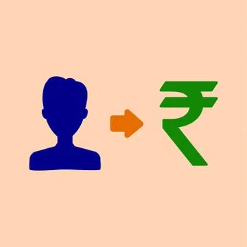 Vector user Indian Rupee earnings icon with currency Stock Illustration