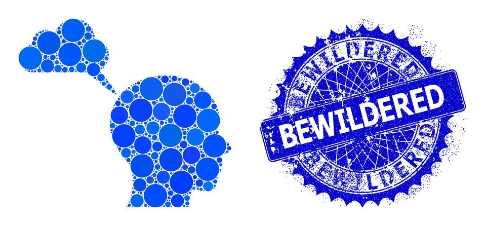 Vector User Mental Cloud Composition of Small Circles and Textured Bewildered Stock Illustration