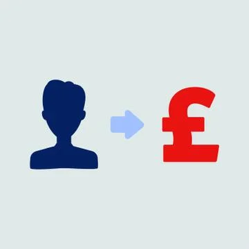 Vector user pound earnings icon with currency Stock Illustration