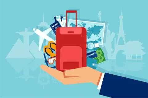 Vector of vacation and tourism concept with icons Stock Illustration