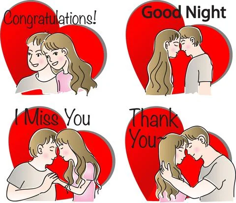 Vector Valentine card sticker set Stock Illustration