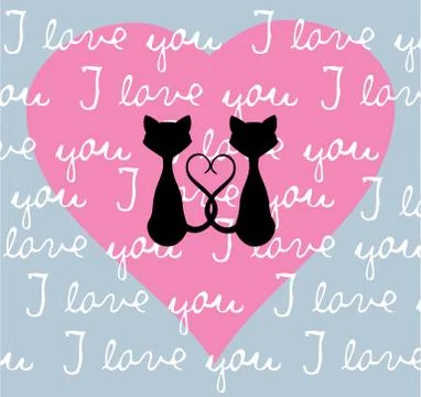 Vector Valentine Cats Stock Illustration