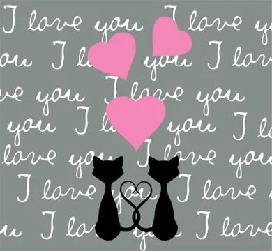 Vector Valentine Cats Stock Illustration