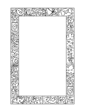 Vector Valentine logo composition frame for text with heart, envelope, cloud Stock Illustration