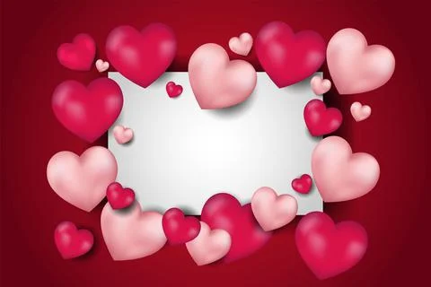 Vector. Valentine's day abstract background. Realistic 3d balloons. Stock Illustration