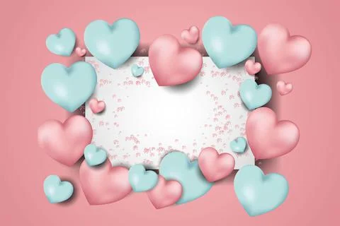 Vector. Valentine's day abstract background. Realistic 3d balloons. Stock Illustration