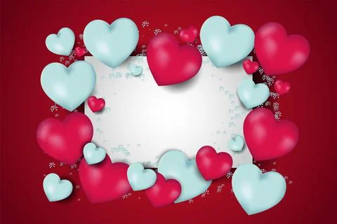 Vector. Valentine's day abstract background. Realistic 3d balloons. Stock Illustration