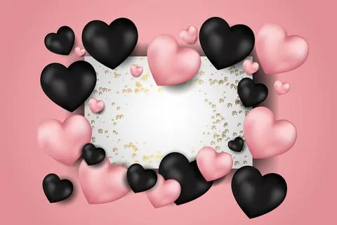 Vector. Valentine's day abstract background. Realistic 3d balloons. Stock Illustration