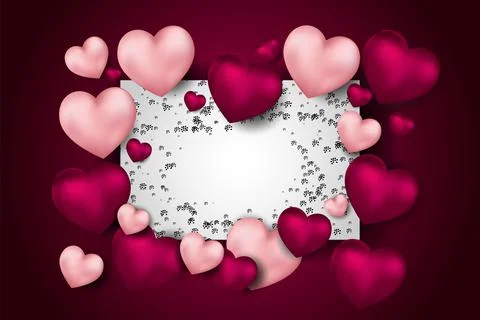 Vector. Valentine's day abstract background. Realistic 3d balloons. Stock Illustration