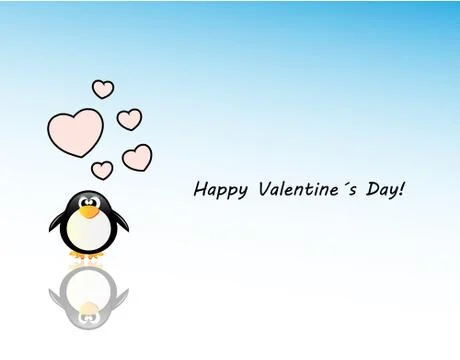Vector valentines day card with penguin Illustrazione stock