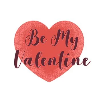Vector Valentines Day card with red heart and handwritten calligraphy Be My V Stock Illustration