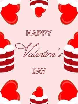 Vector Valentine's day greeting card. Cake with hearts Stock Illustration