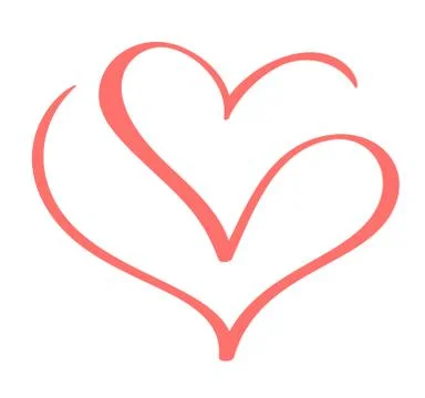 Vector Valentines Day Hand Drawn Calligraphic Design Heart Elements. Icon love Stock Illustration