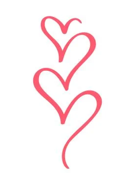 Vector Valentines Day Hand Drawn Calligraphic Design Heart Elements. Flourish イラスト素材