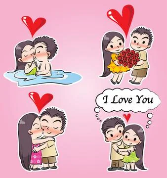Vector Valentine's Day heart shape greeting card Sticker Stock Illustration