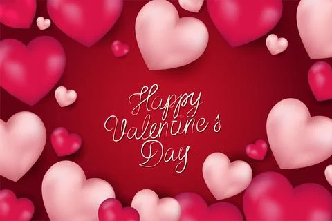 Vector. Valentine's Day. Realistic 3d red and pastel gel balloons. Stock Illustration
