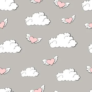 Vector Valentines day seamless pattern with red small hearts isolated on white Stock Illustration