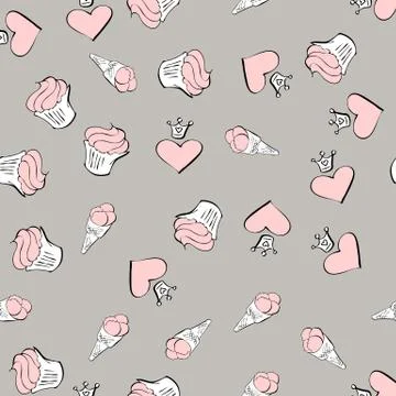 Vector Valentines day seamless pattern with red small hearts isolated on white Stock Illustration