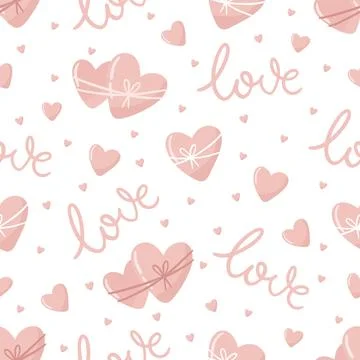 Vector Valentines Day seamless pattern with hand drawn love symbols. Stock Illustration