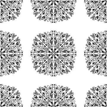 Vector Valentines Day symmetry pattern seamless black and white. Stock Illustration
