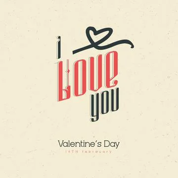 Vector Valentines Day text with Modern elements. I love you. Stock Illustration