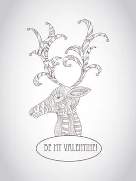 Vector valentine's greeting card with deer Stock Illustration