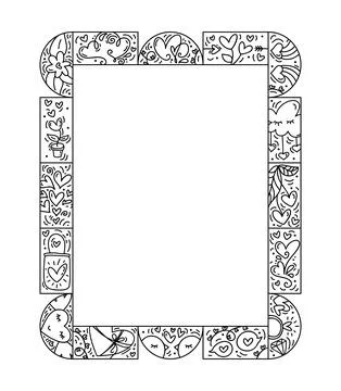 Vector Valentines logo composition frame for text with heart, envelope, cloud 库存插图