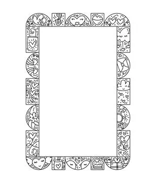 Vector Valentines logo composition frame for text with heart, envelope, cloud Stock Illustration