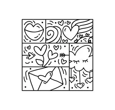 Vector Valentines logo composition heart, envelope, cloud, balloon, love Stockillustratie