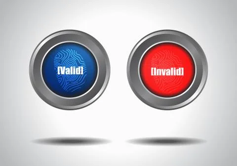 Vector : Valid and invalid finger print buttons on gray background Stock Illustration