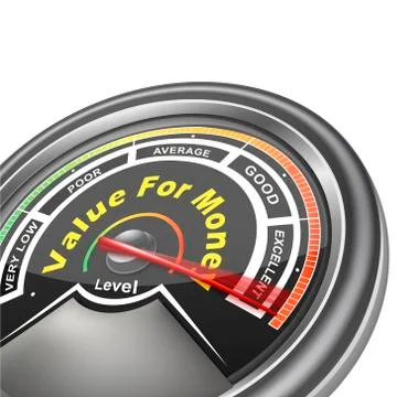 Vector value for money conceptual meter indicator Stock Illustration