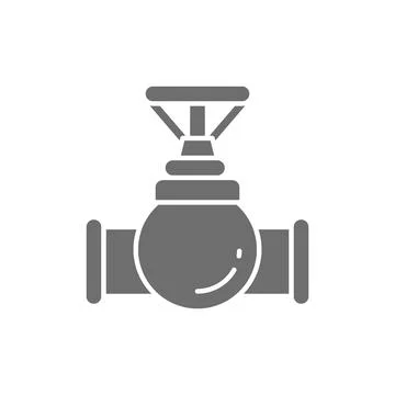 Vector valve, tap, pipe connector grey icon. Stock Illustration