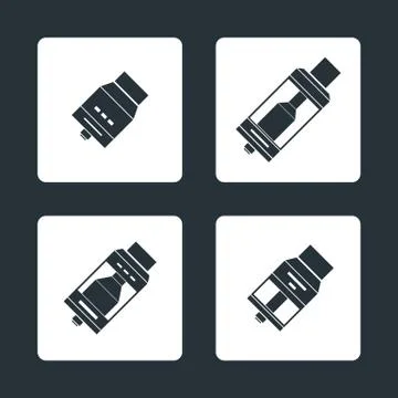 Vector vaporizer atomizers types icons. Stock Illustration