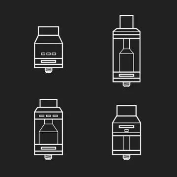 Vector vaporizer atomizers types icons. Stock Illustration
