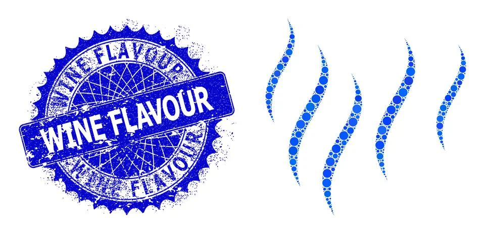 Vector Vapour Composition of Dots and Scratched Wine Flavour Stamp Seal Stock Illustration