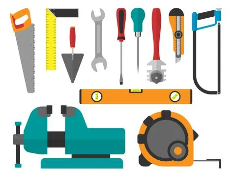 Vector various color flat design house repair instruments equipment icons Ilustración de archivo