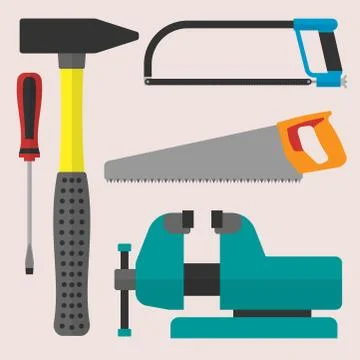Vector various color flat design house repair instruments equipment icons Ilustración de archivo