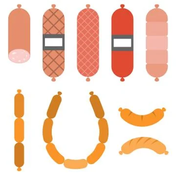 Vector various sausages Illustrazione stock