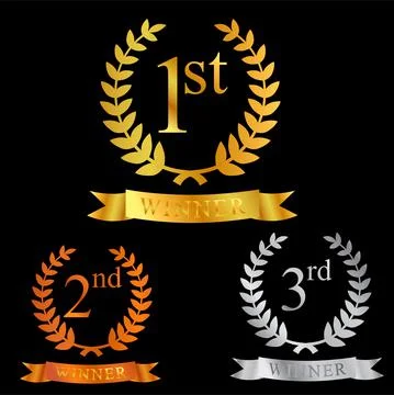 Vector various simple shape golden bronze and chrome or silver laurel wreath Illustrazione stock