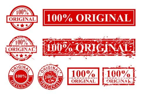Vector Various Style Red Rubber Stamp, 100% Original, Circle and Rectangle Is Stock Illustration