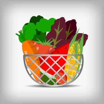 Vector : Vegetable and fruit in a basket Stock Illustration