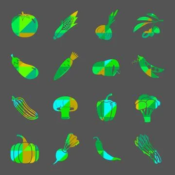 Vector vegetable colorful  icon set Stock Illustration