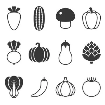 Vector vegetable icons set Stock Illustration