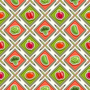 Vector Vegetable Seamless Pattern Illustrazione stock